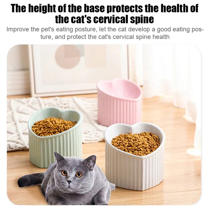 Elevated Cat Bowl Heart Shape