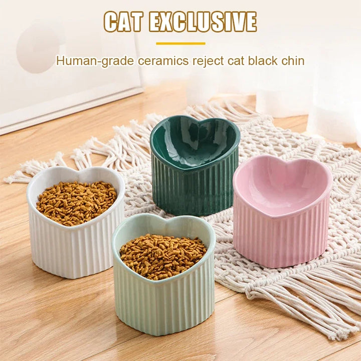 Elevated Cat Bowl Heart Shape