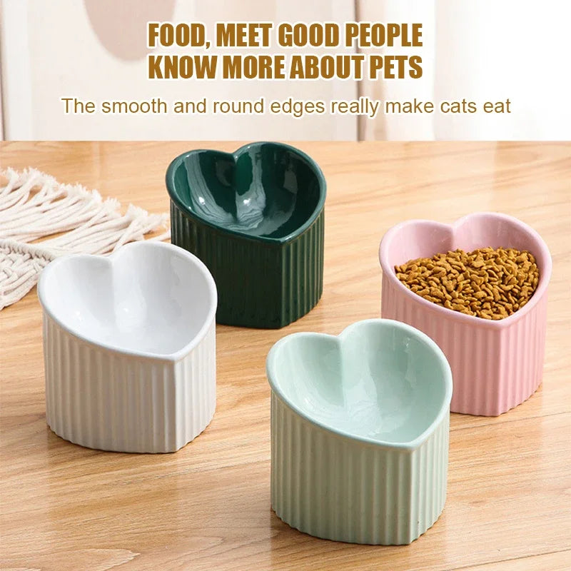 Elevated Cat Bowl Heart Shape