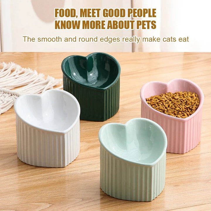 Elevated Cat Bowl Heart Shape