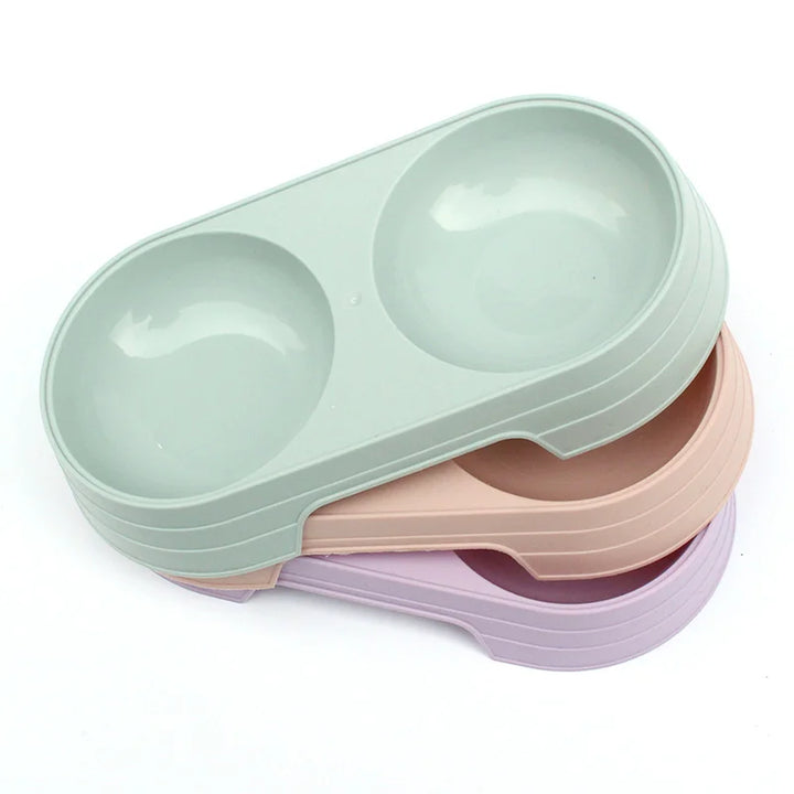 Double Plastic Pet Food Bowl