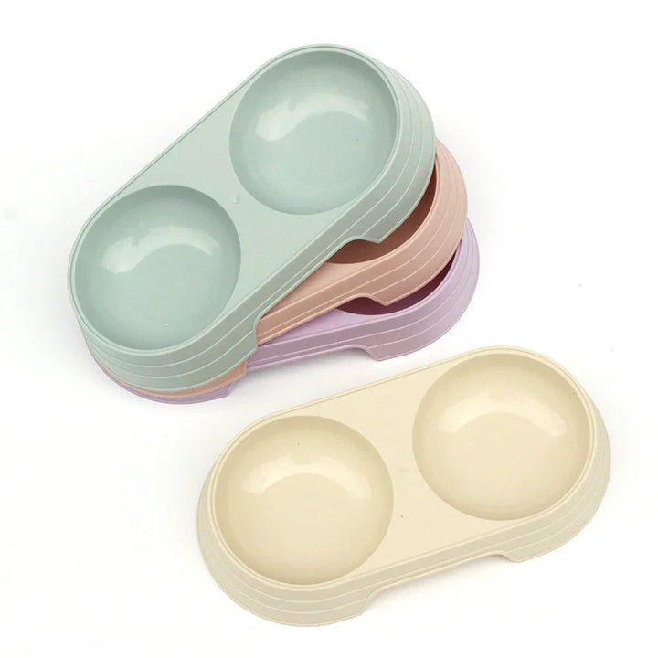 Double Plastic Pet Food Bowl