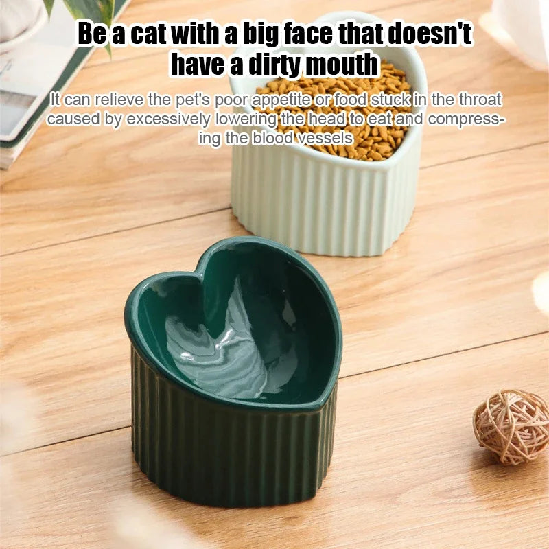 Elevated Cat Bowl Heart Shape