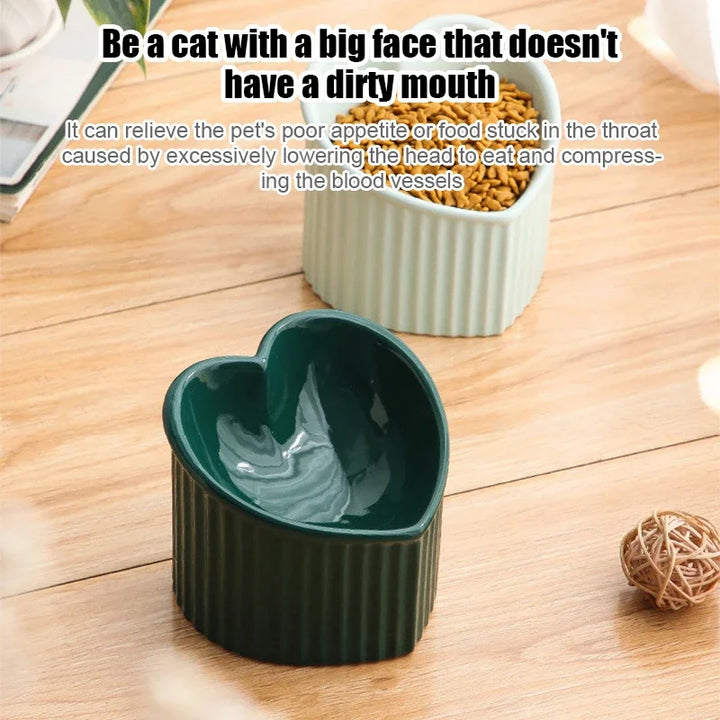 Elevated Cat Bowl Heart Shape