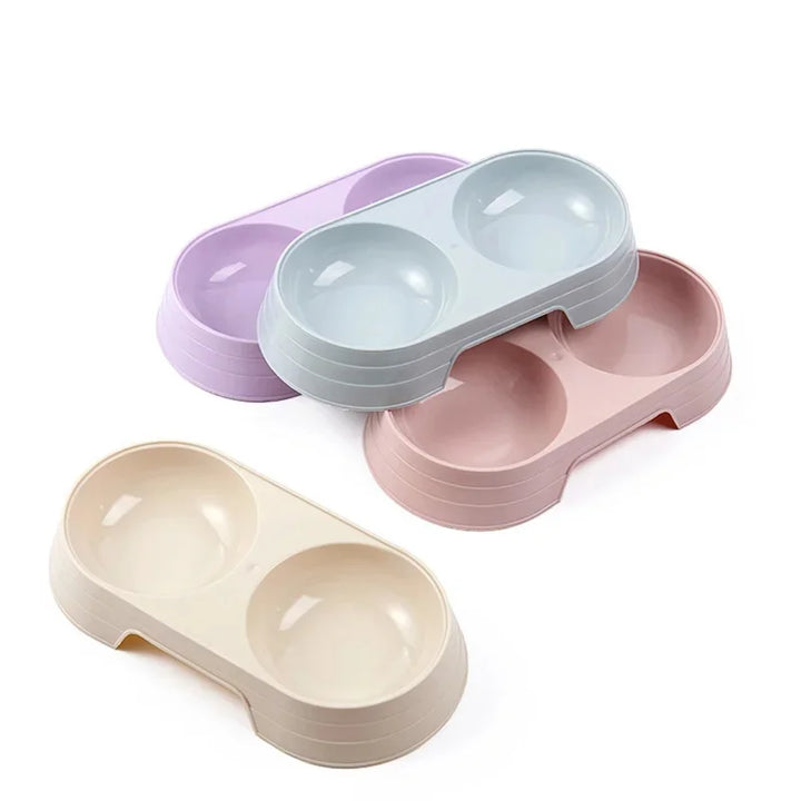 Double Plastic Pet Food Bowl