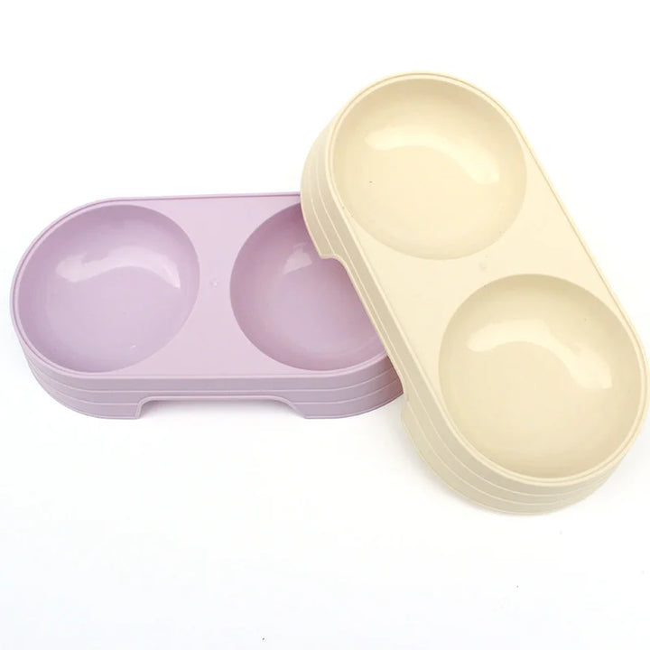 Double Plastic Pet Food Bowl