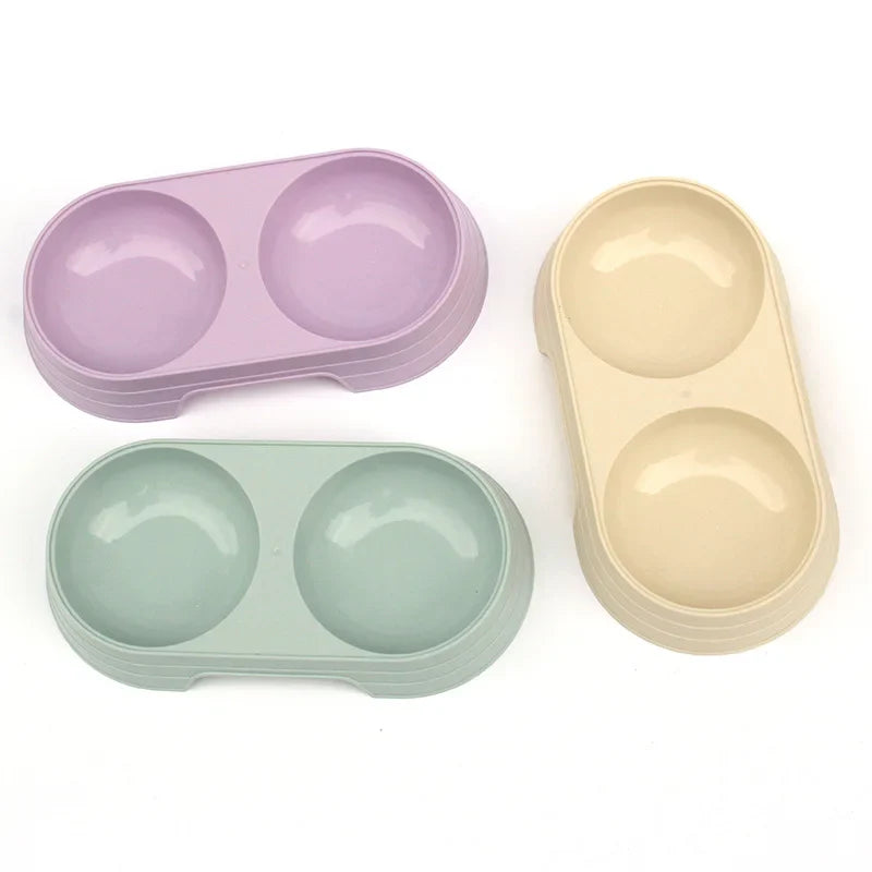 Double Plastic Pet Food Bowl